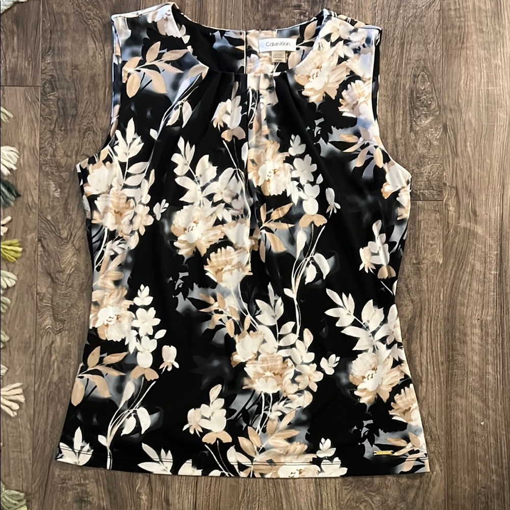 Calvin Klein Black and Cream Blouse